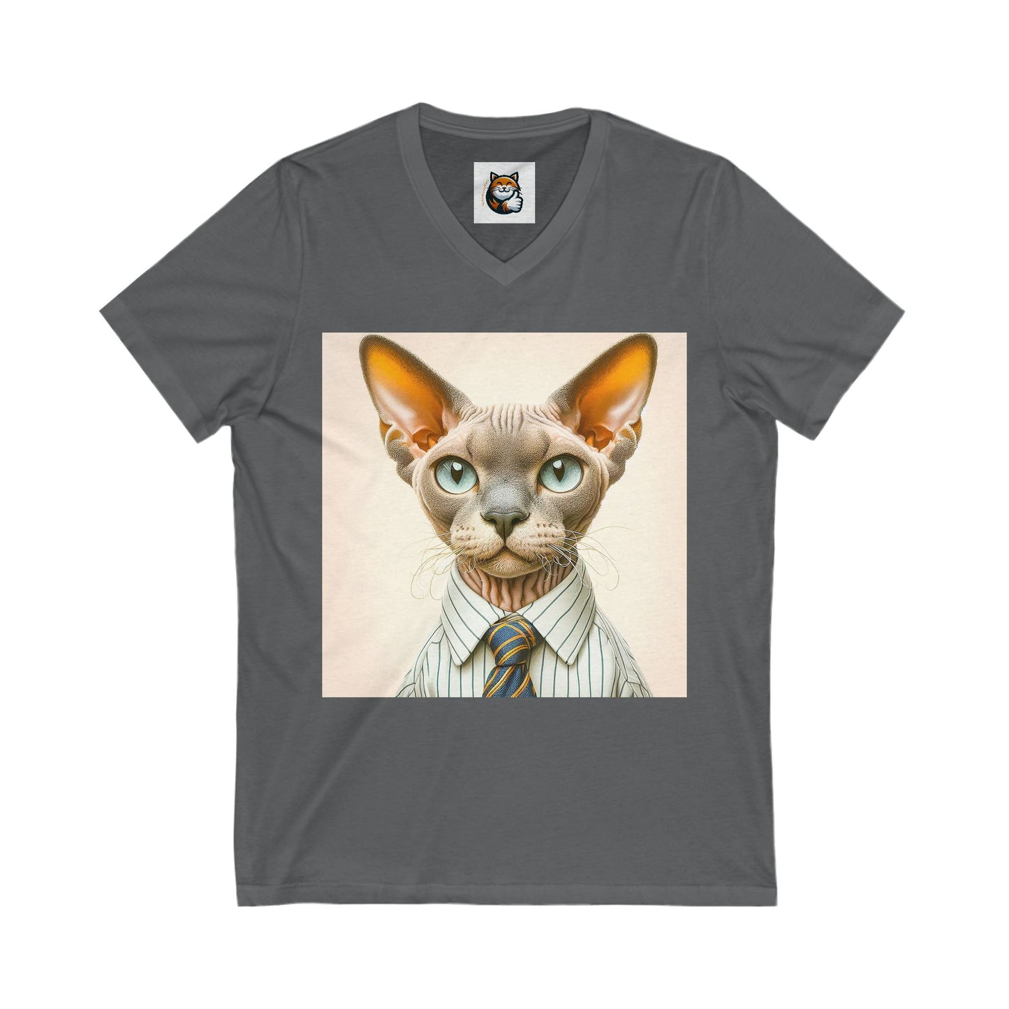Devon Rex Cat Unisex Jersey Short Sleeve V-Neck Tee