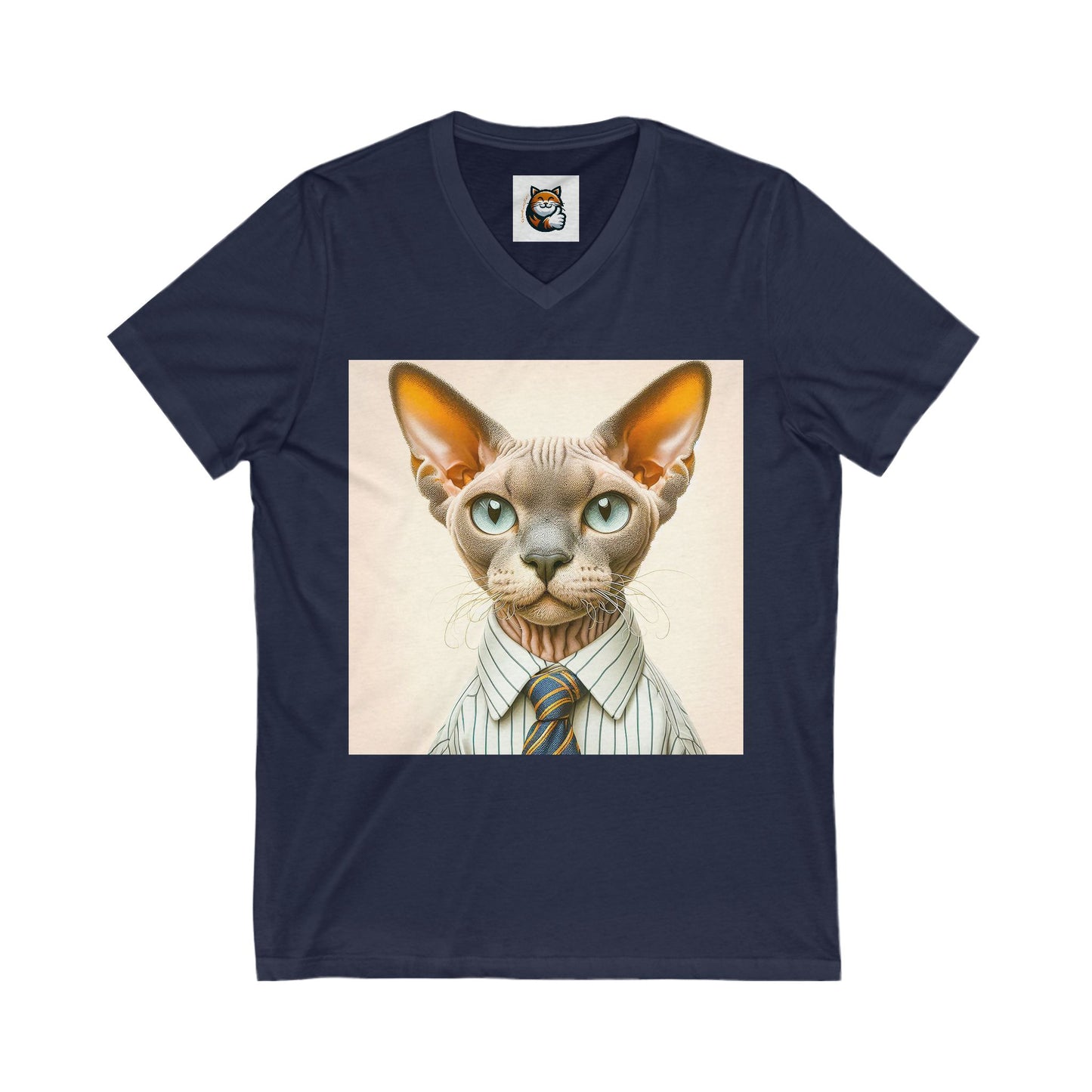 Devon Rex Cat Unisex Jersey Short Sleeve V-Neck Tee