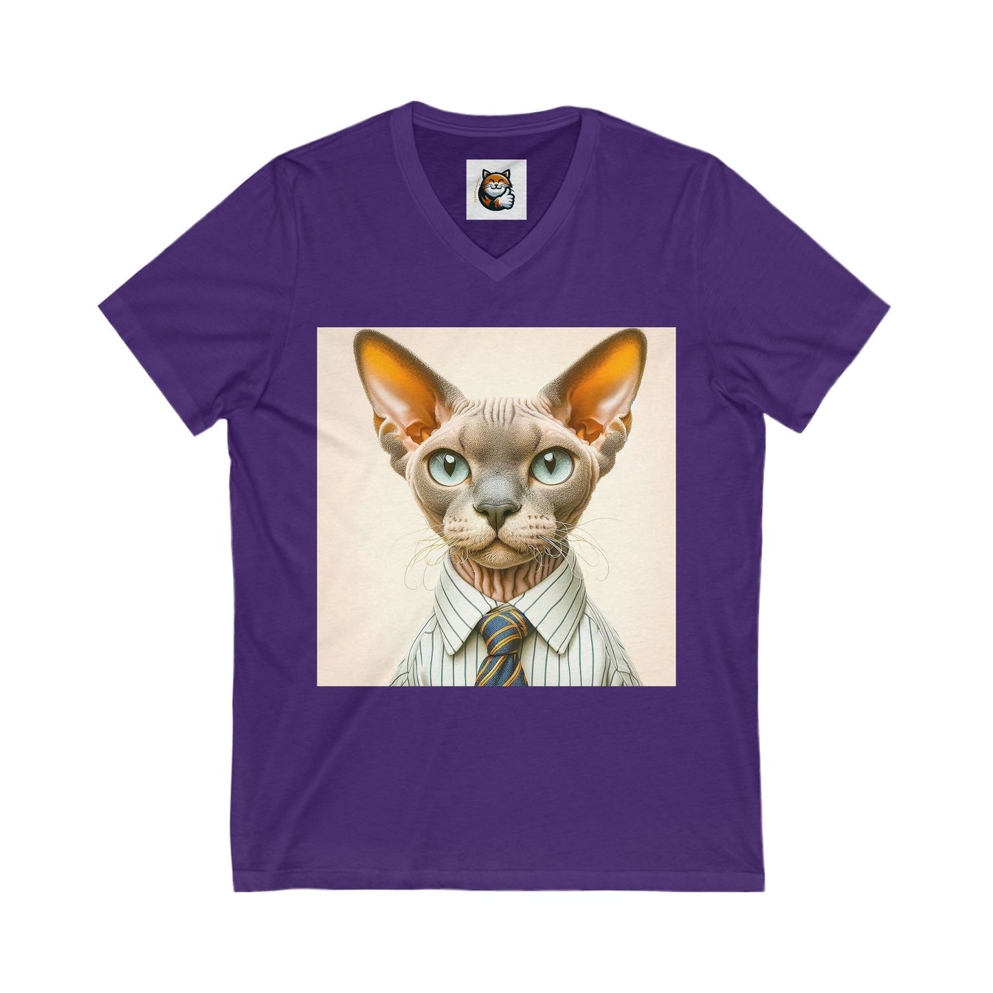 Devon Rex Cat Unisex Jersey Short Sleeve V-Neck Tee