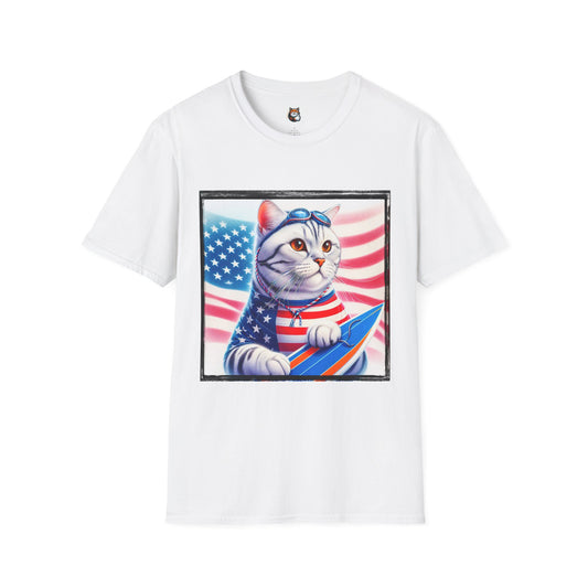 American Shorthair americsn flag Softstyle T-Shirt