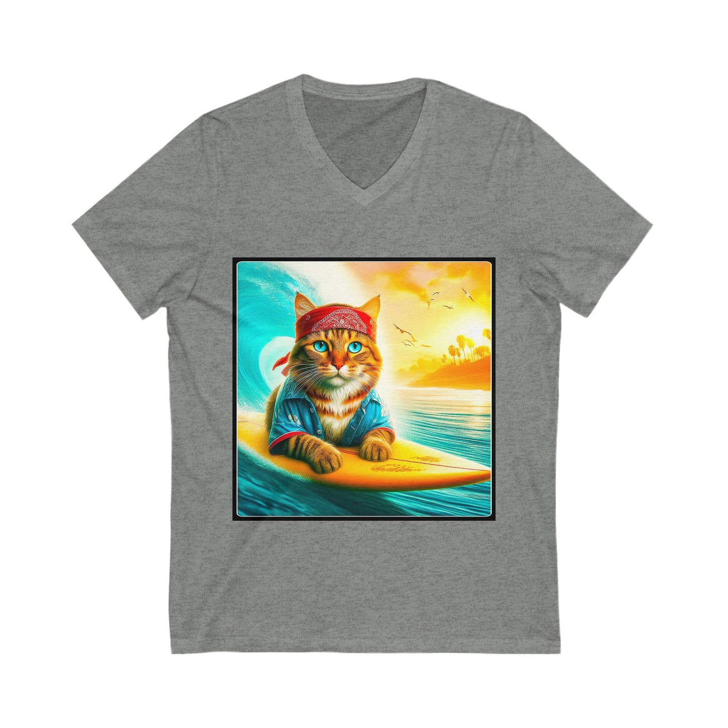 Domestic Cat hippie surfer V-Neck Tee