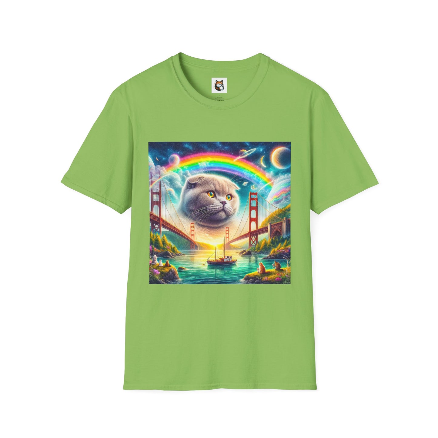 Scottish Fold Cat pretty rainbow  T-Shirt