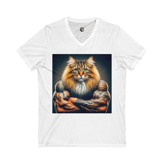 Norwegian Forest Cat Unisex Jersey Short Sleeve V-Neck Tee