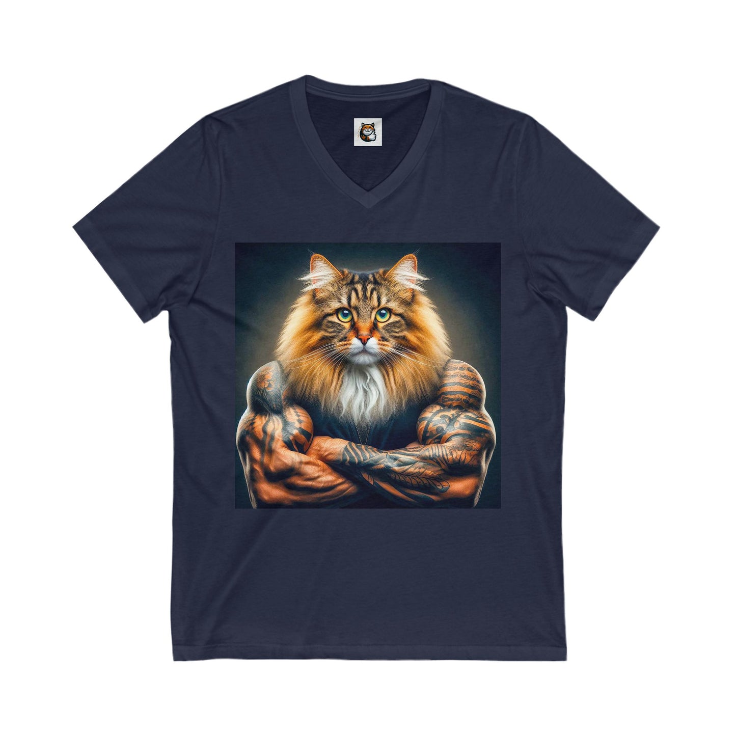 Norwegian Forest Cat Unisex Jersey Short Sleeve V-Neck Tee