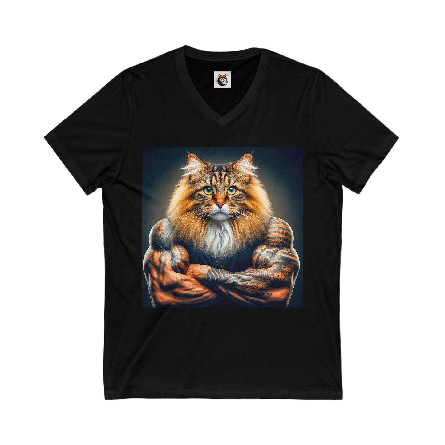 Norwegian Forest Cat Unisex Jersey Short Sleeve V-Neck Tee