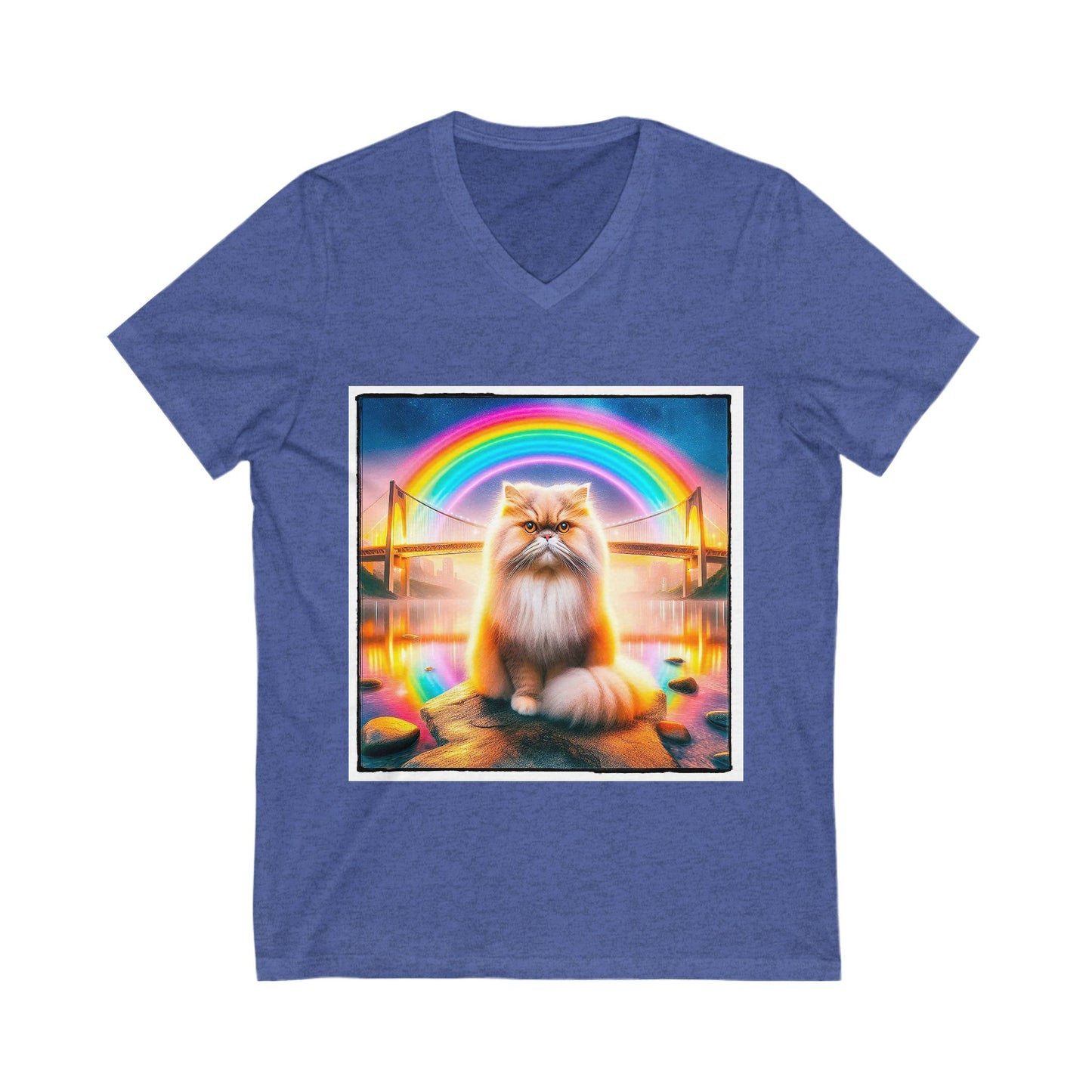 Persian Cat Unisex Jersey Short Sleeve V-Neck Tee