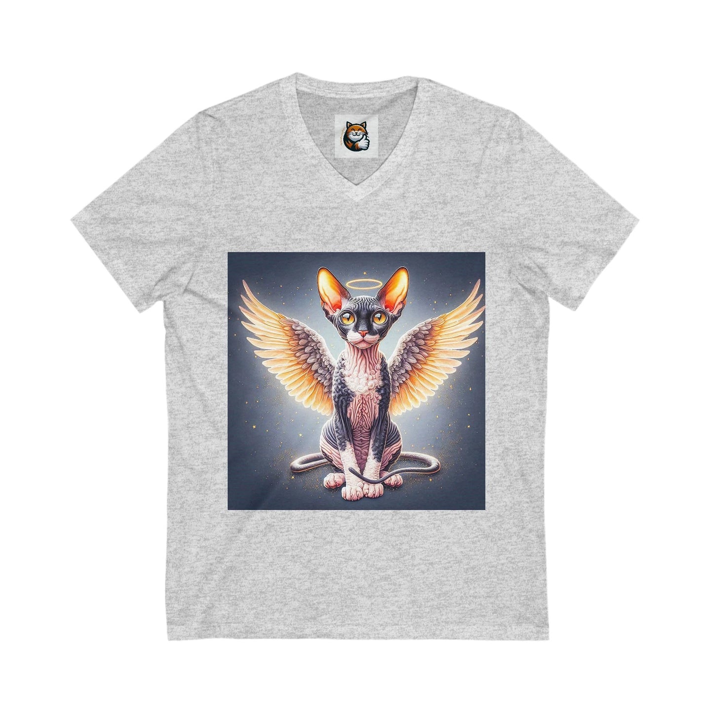 Cornish Rex Cat Unisex Jersey Short Sleeve V-Neck Tee by Printify