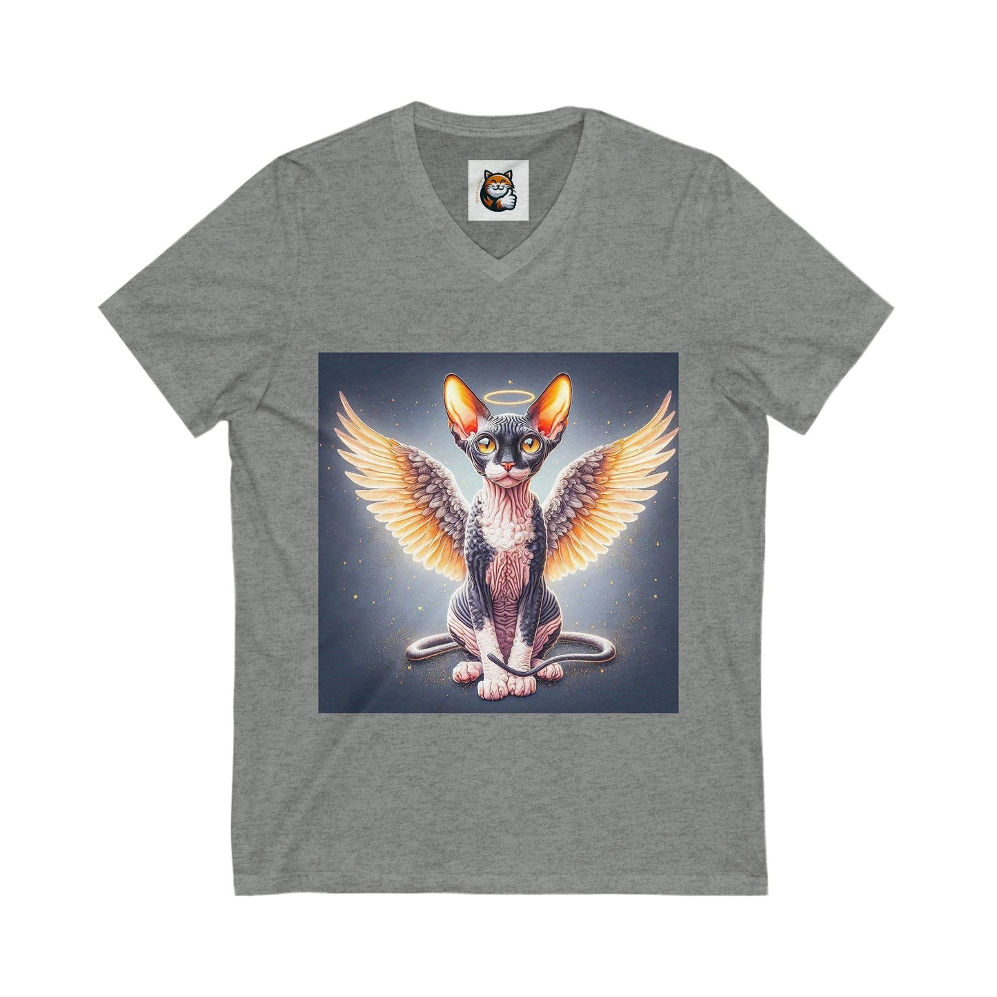 Cornish Rex Cat Unisex Jersey Short Sleeve V-Neck Tee by Printify