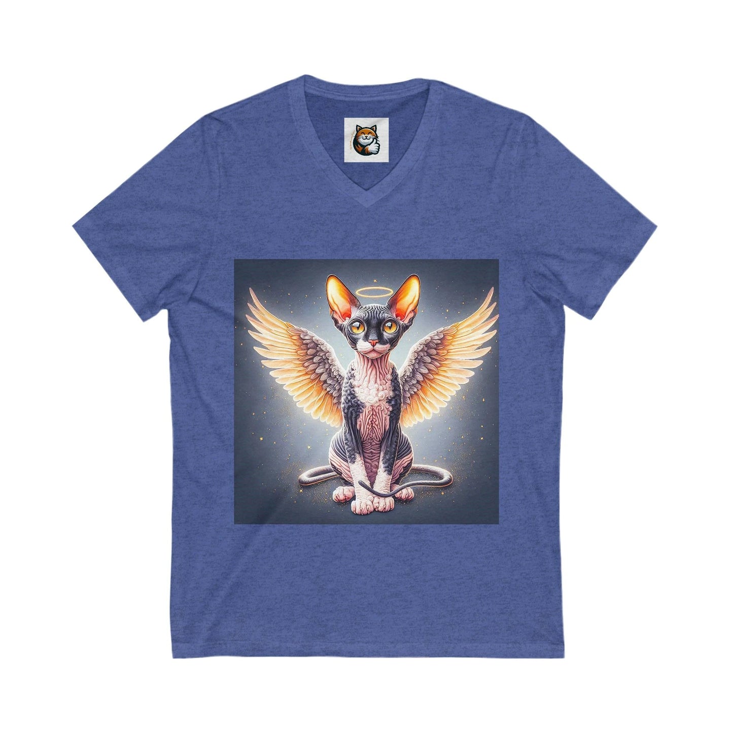 Cornish Rex Cat Unisex Jersey Short Sleeve V-Neck Tee by Printify