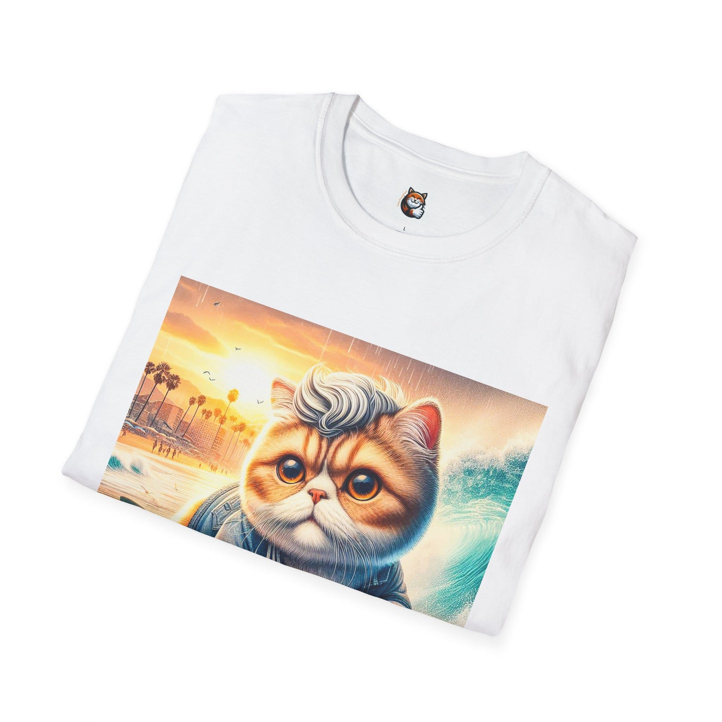 Selkirk Rex Cat T-Shirt -handsome surfer