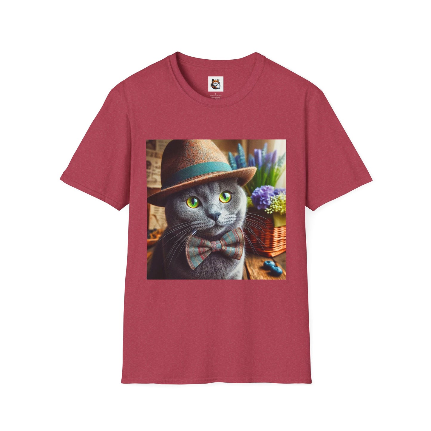 Russian Blue Cat hat and bow tie T-Shirt