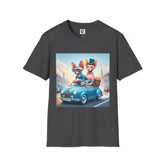 Wacky Sphynx Cat blue car