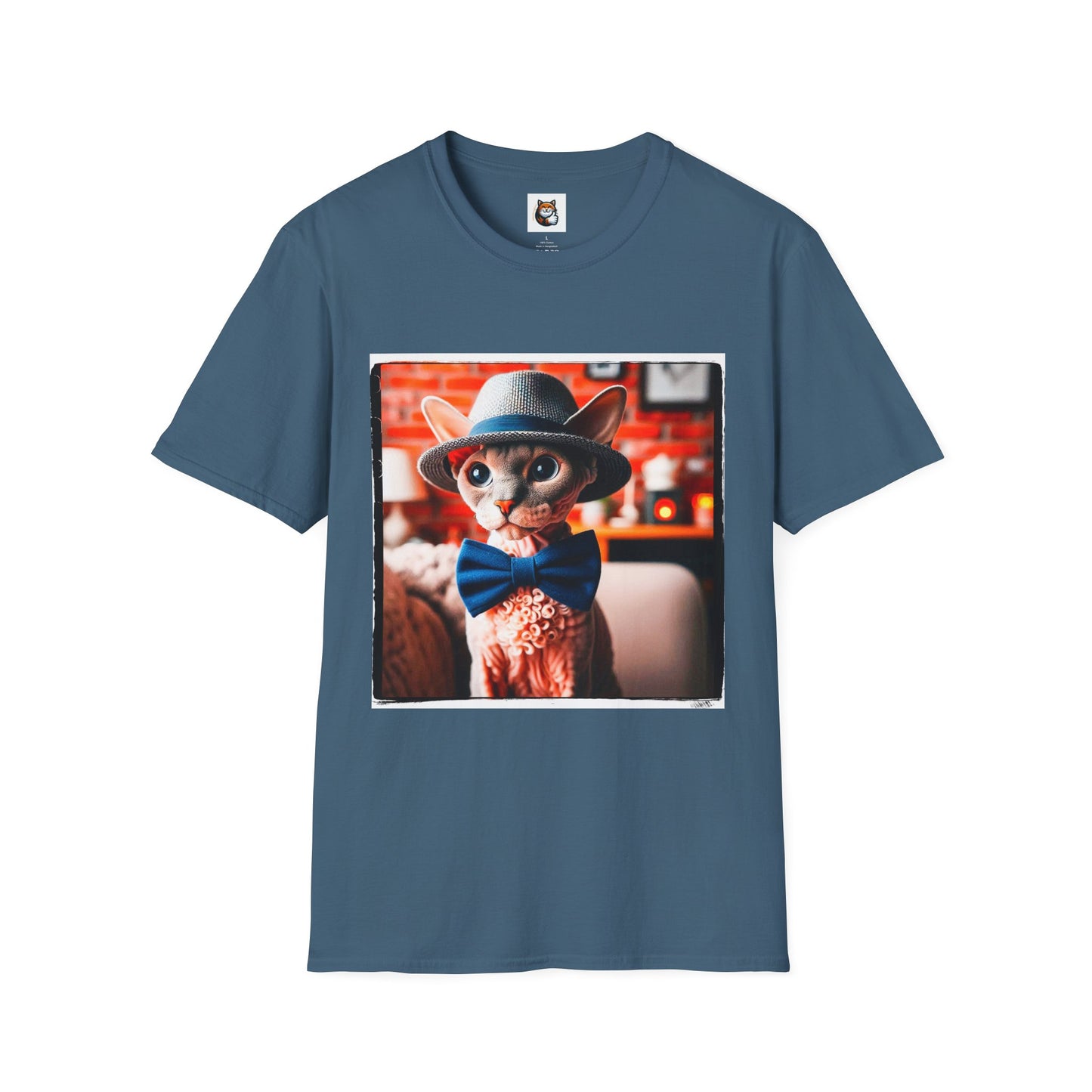 Devon Rex Cat hat and tie Softstyle T-Shirt