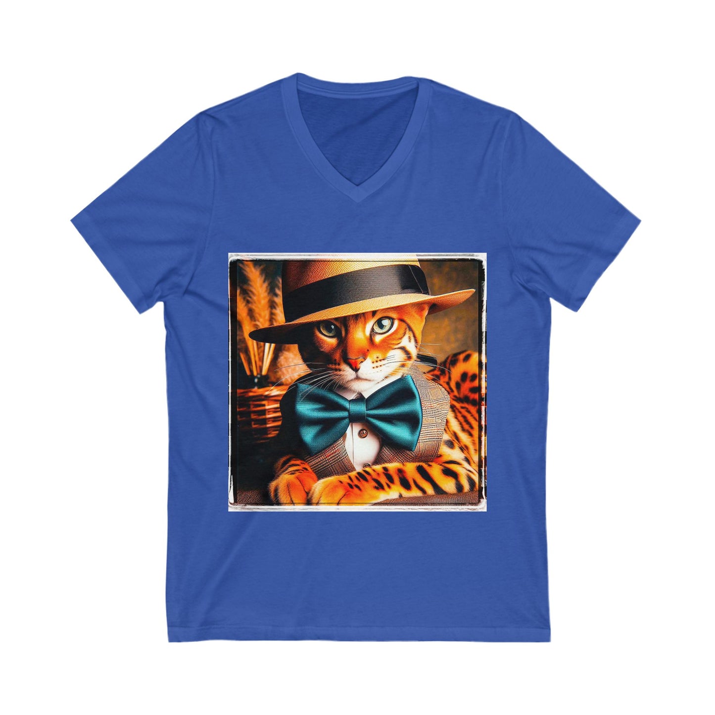 Bengal Unisex  bow tie cutie Jersey Short Sleeve V-Neck Tee