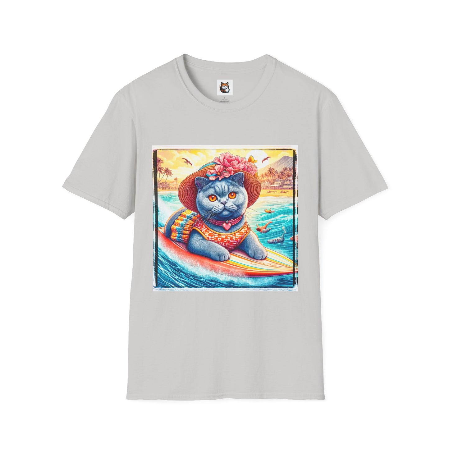 British Shorthair pretty surfer girl Softstyle T-Shirt