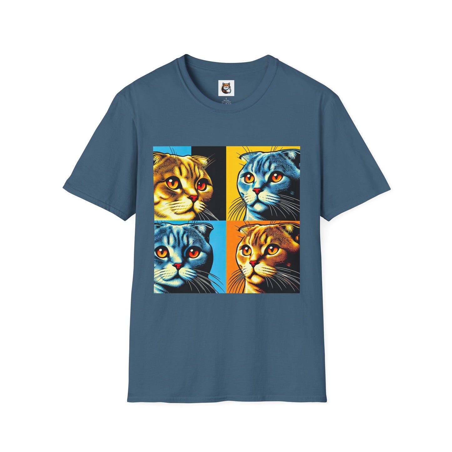 Scottish Fold Cat colorful squares  T-Shirt
