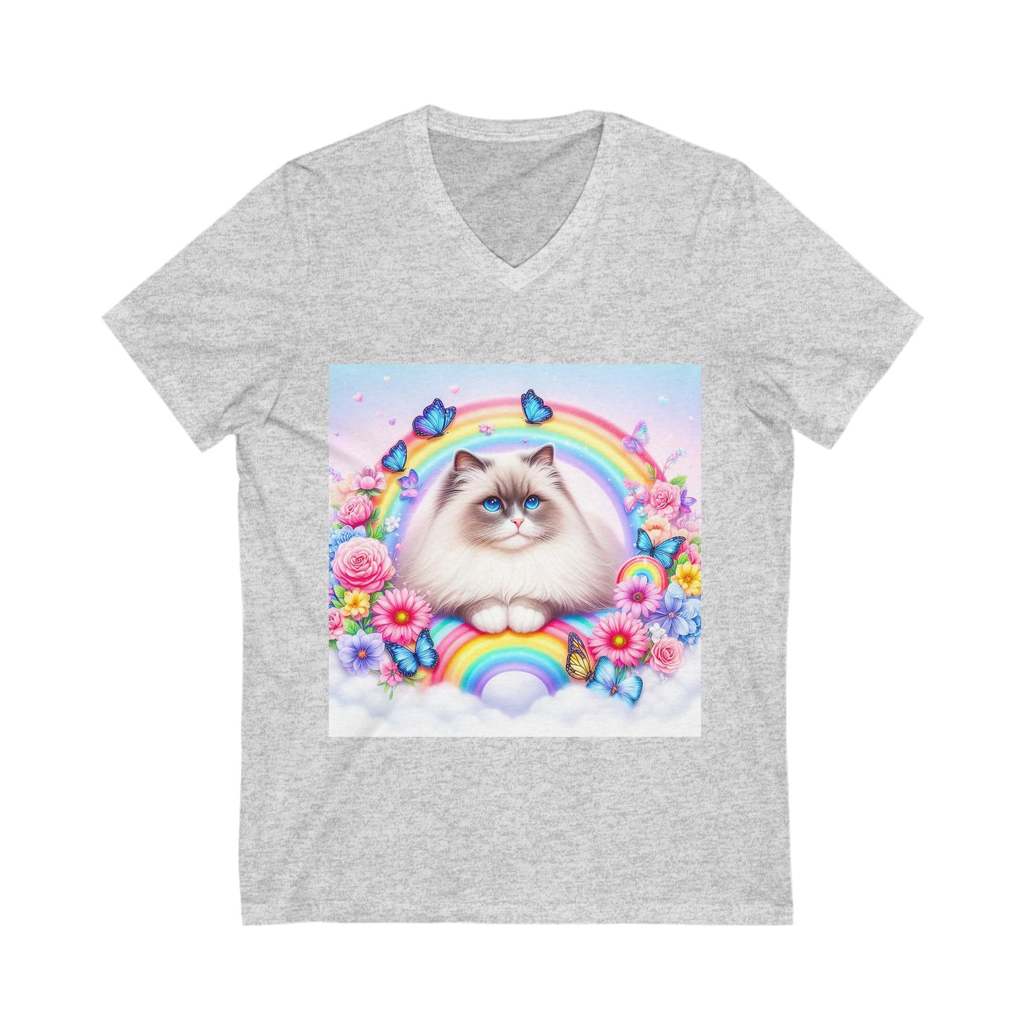 Ragdoll Cat Unisex Jersey Short Sleeve V-Neck Tee
