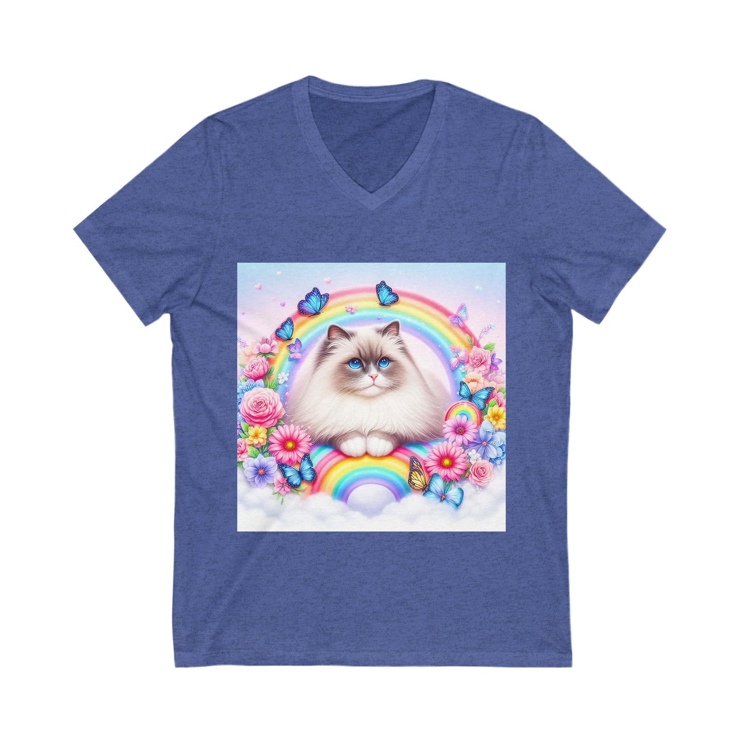 Ragdoll Cat Unisex Jersey Short Sleeve V-Neck Tee