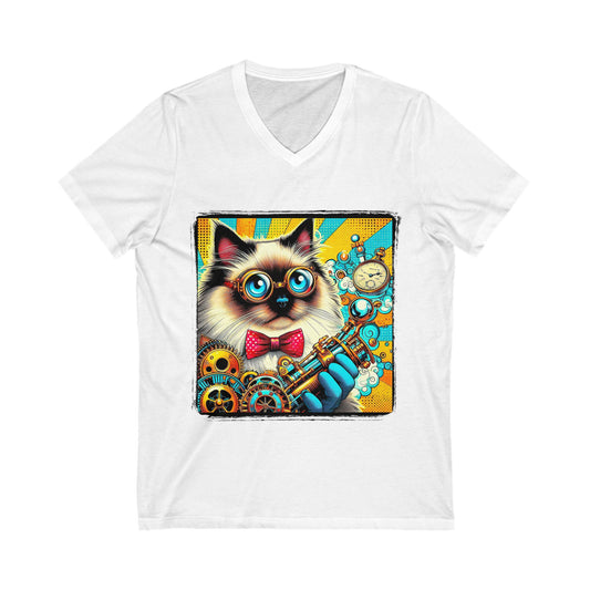 Birman steam punk Jersey Short Sleeve V-Neck Tee
