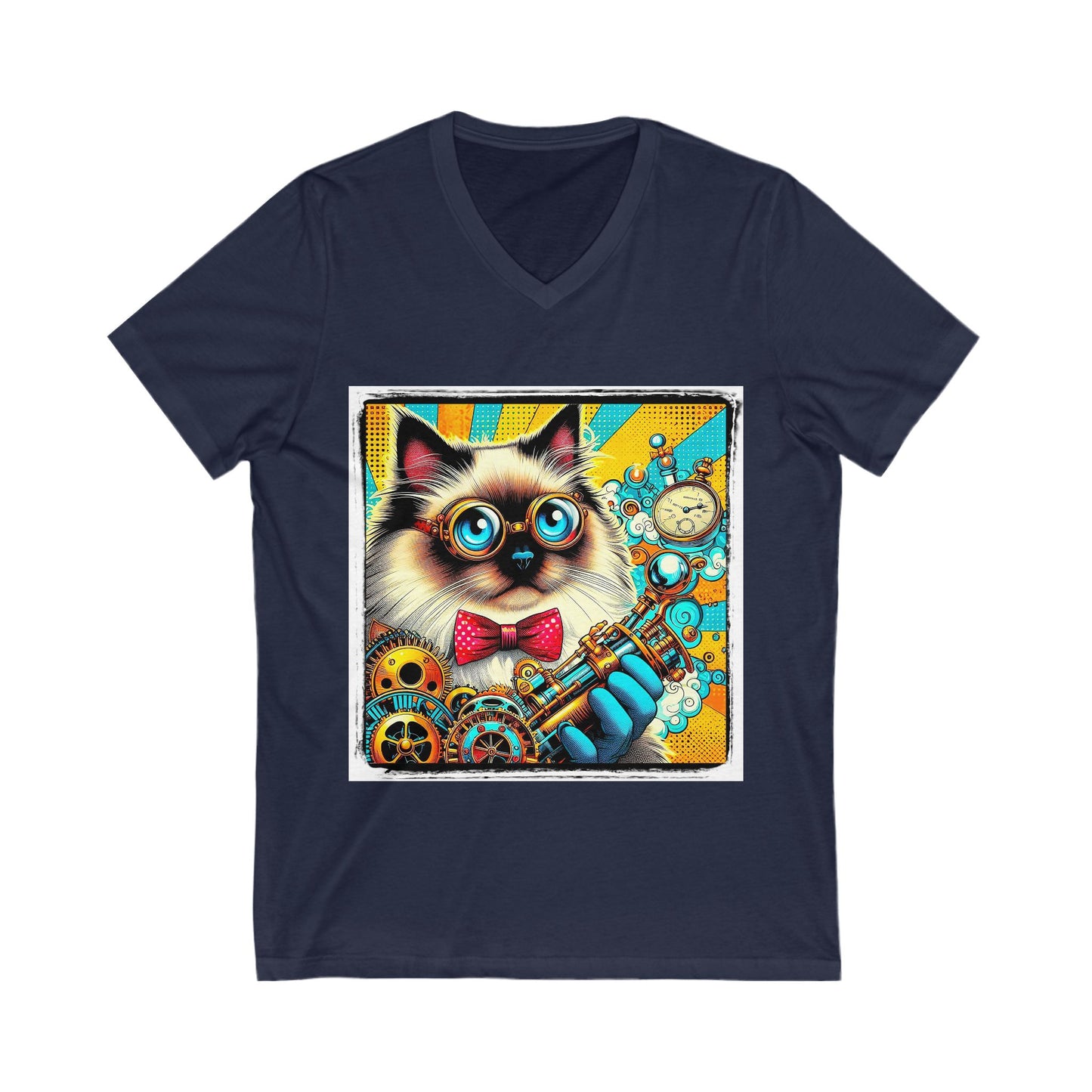 Birman steam punk Jersey Short Sleeve V-Neck Tee