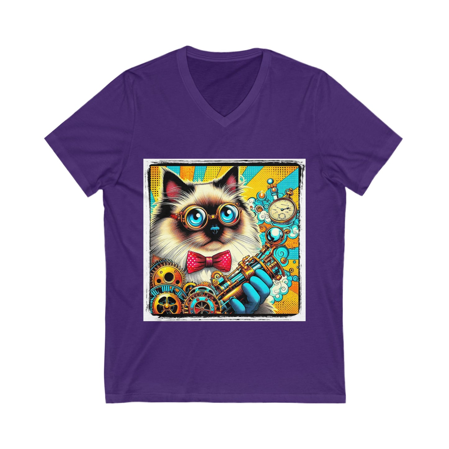 Birman steam punk Jersey Short Sleeve V-Neck Tee