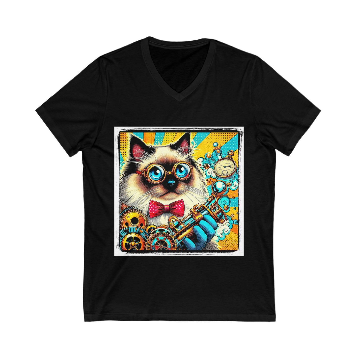 Birman steam punk Jersey Short Sleeve V-Neck Tee