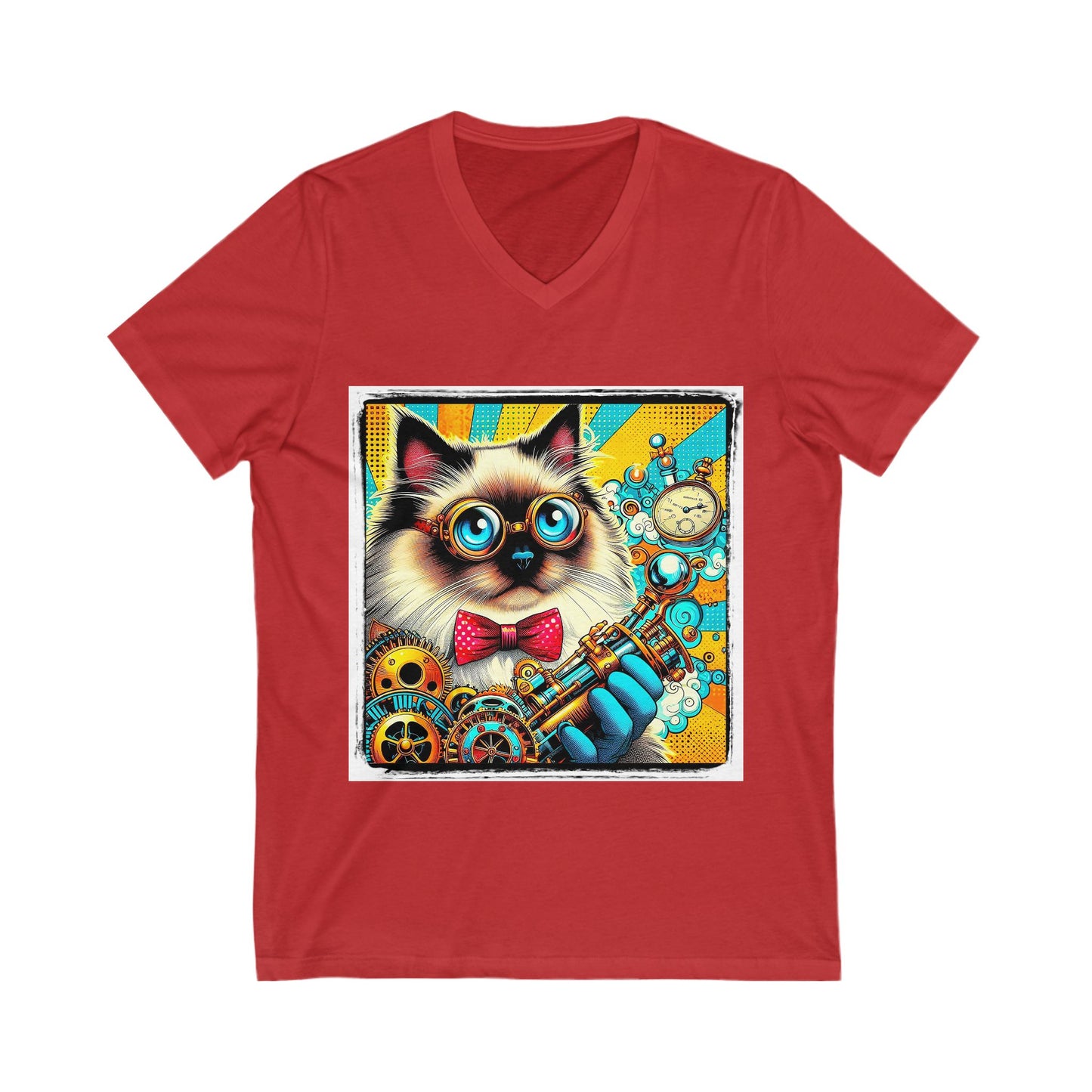 Birman steam punk Jersey Short Sleeve V-Neck Tee