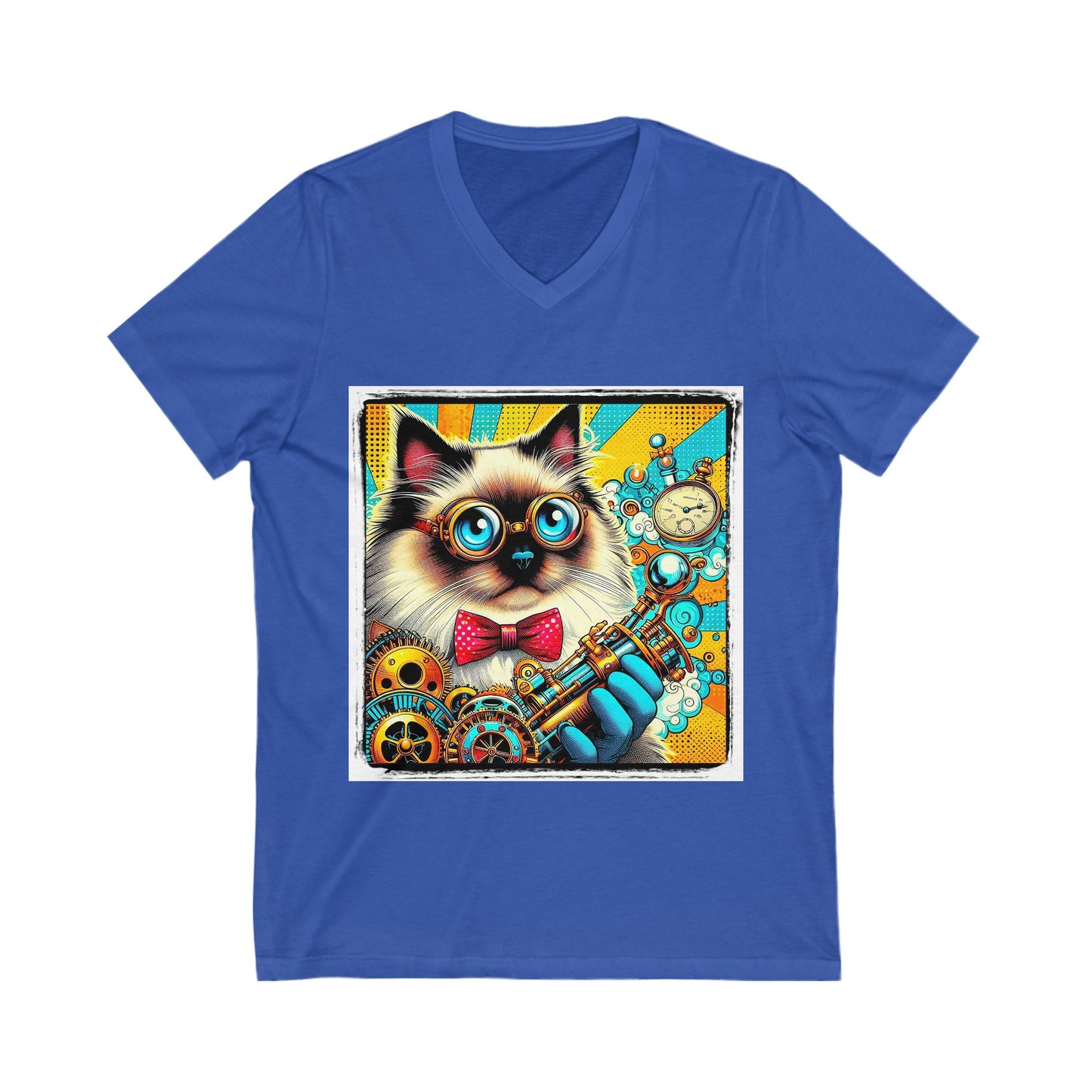 Birman steam punk Jersey Short Sleeve V-Neck Tee