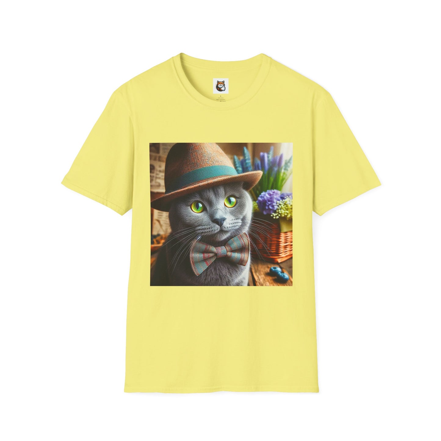 Russian Blue Cat hat and bow tie T-Shirt