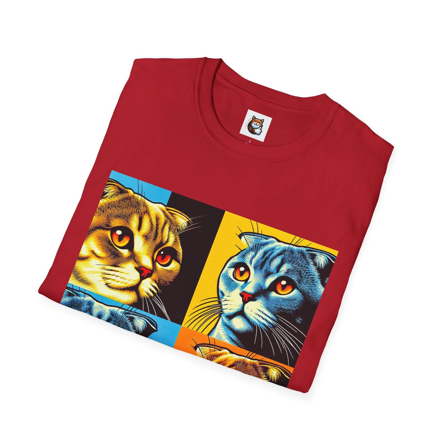 Scottish Fold Cat colorful squares  T-Shirt