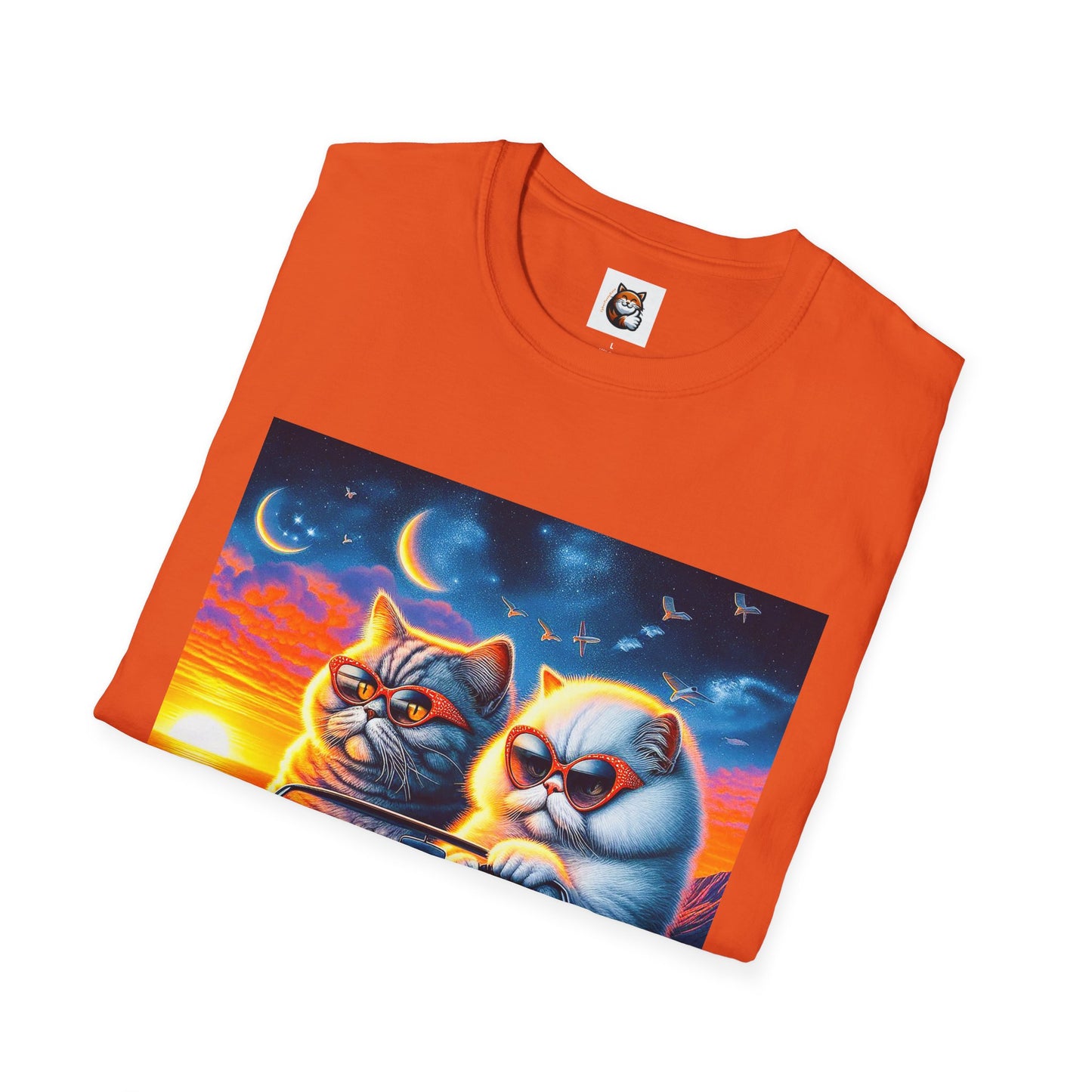 Selkirk Rex Cat T-Shirt sunset driving