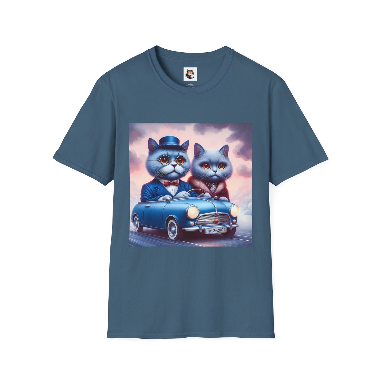 Russian Blue Cat tiny car  T-Shirt