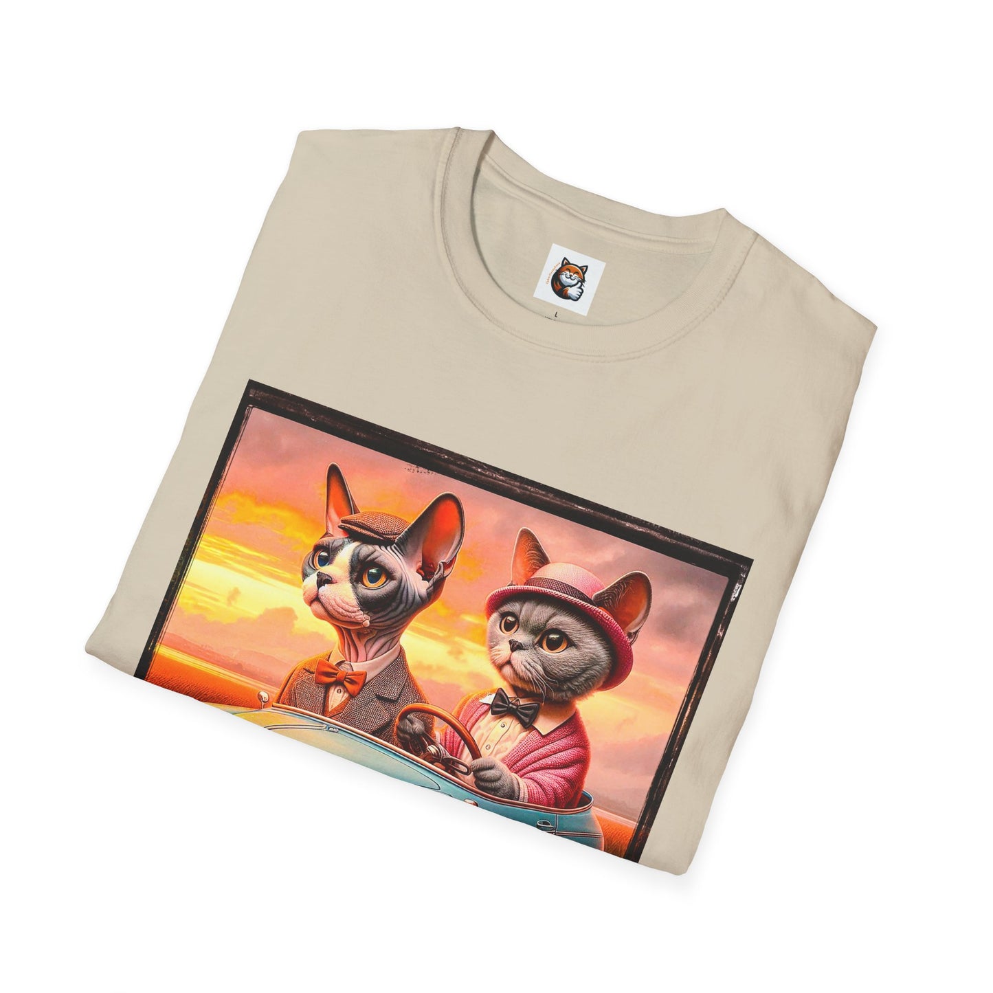 Wacky Devon Rex driving Unisex Softstyle T-Shirt