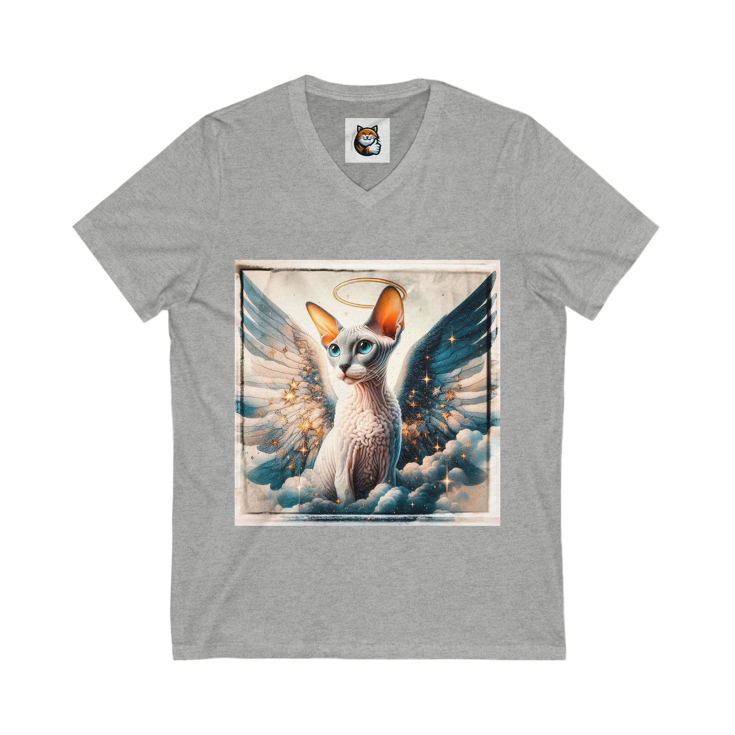 Cornish Rex Cat Unisex Jersey Short Sleeve V-Neck Tee by Printify