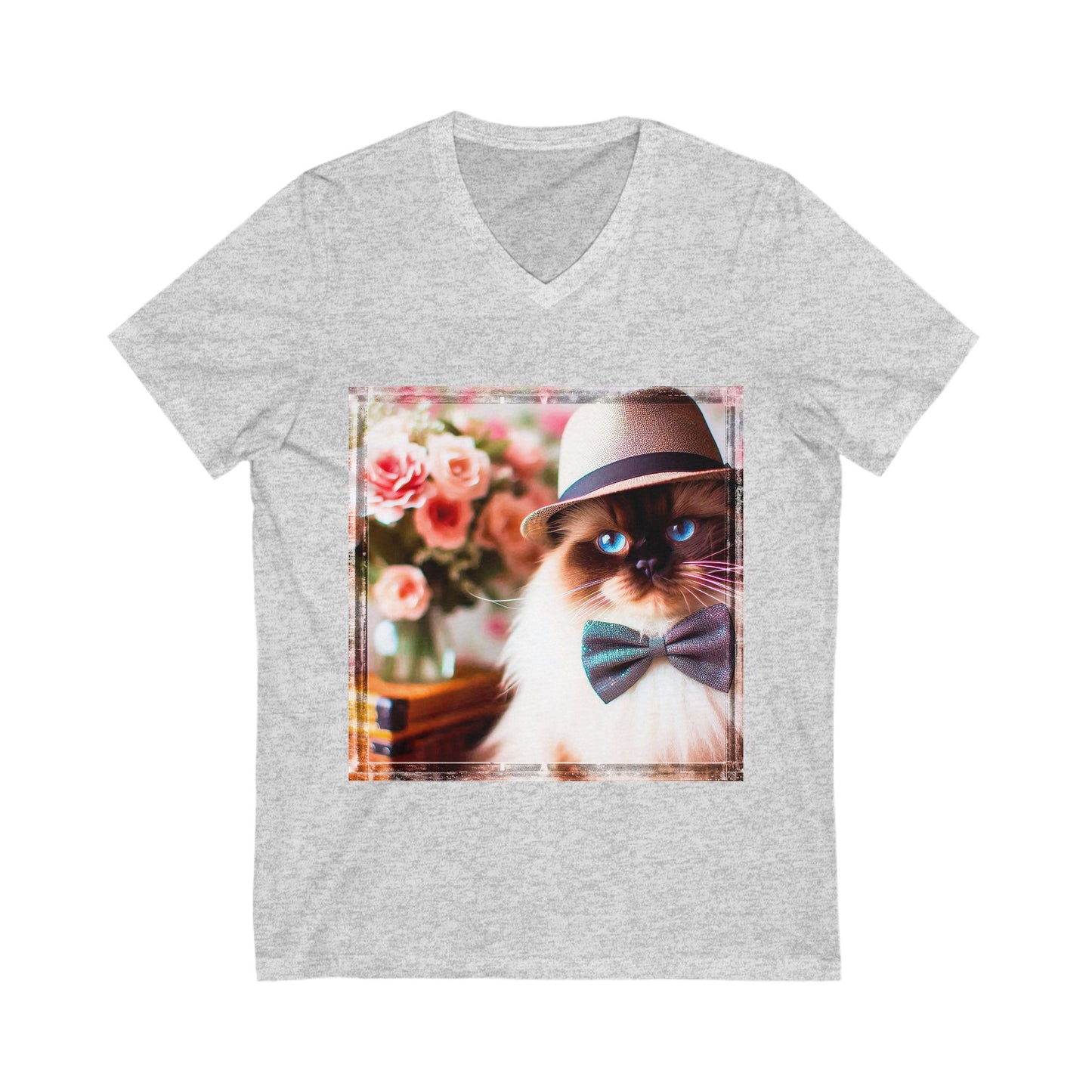 Ragdoll Cat Unisex bow tie  V-Neck Tee