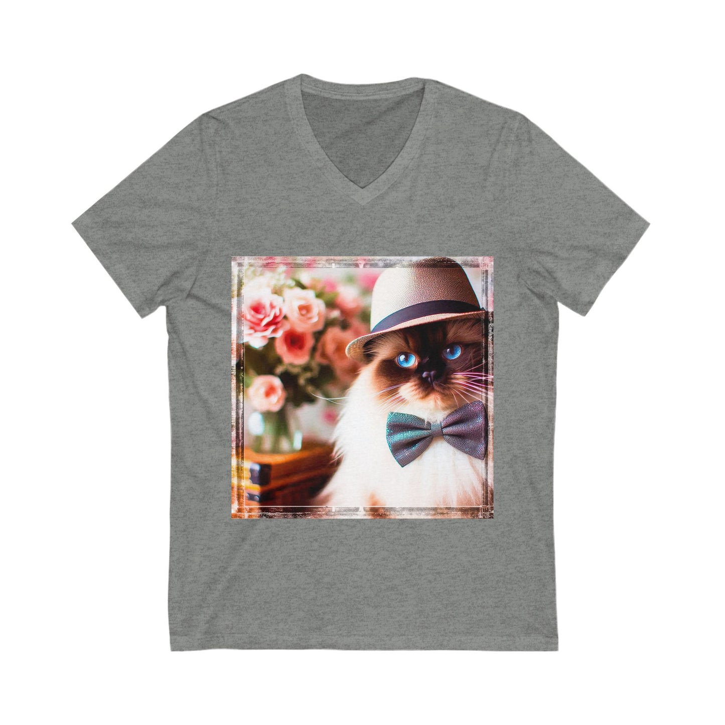 Ragdoll Cat Unisex bow tie  V-Neck Tee