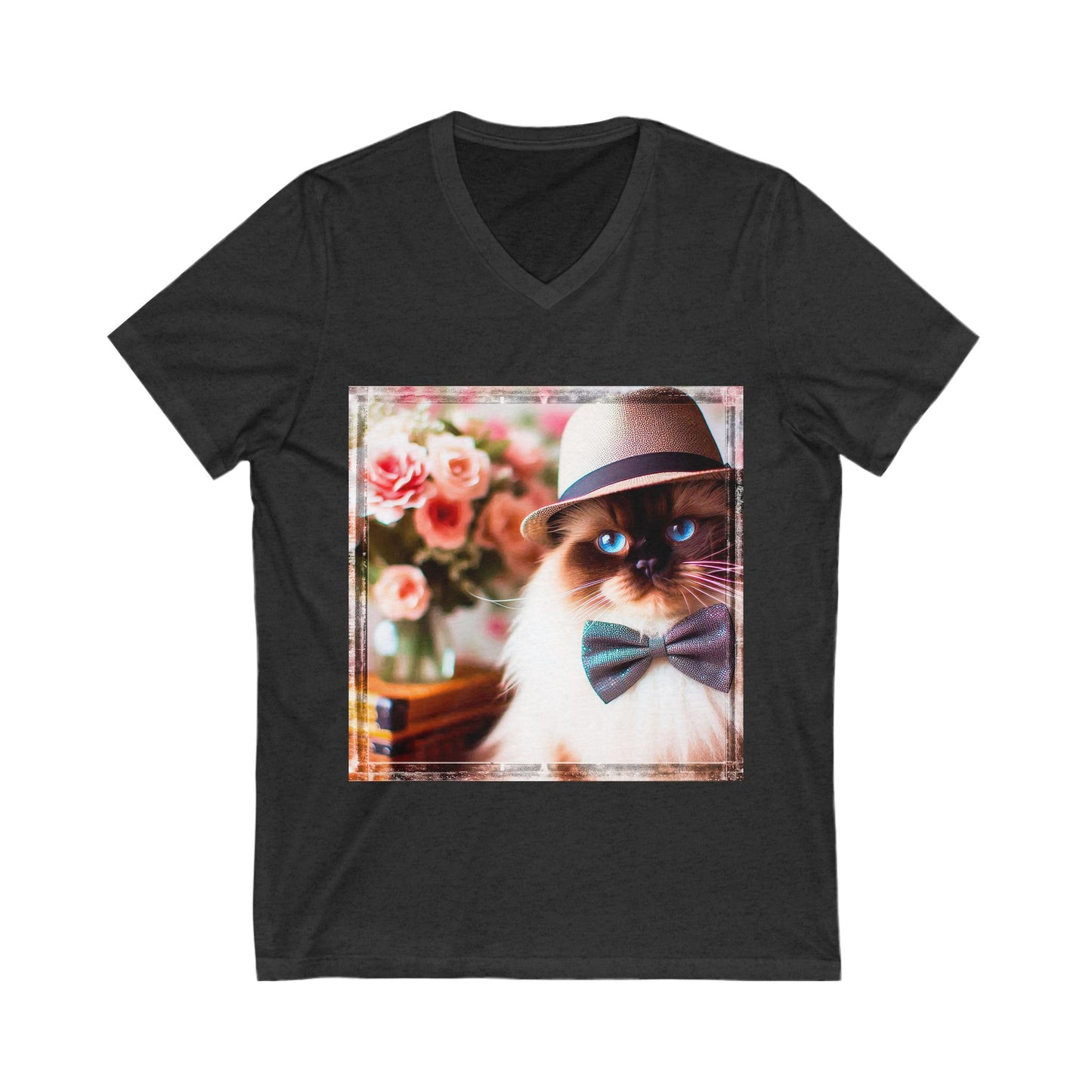 Ragdoll Cat Unisex bow tie  V-Neck Tee