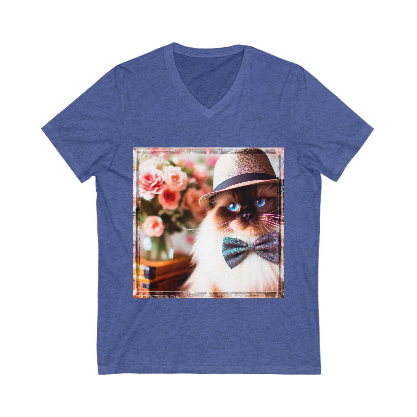 Ragdoll Cat Unisex bow tie  V-Neck Tee