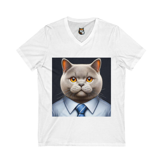 British Shorthair working man Jersey Short Sleeve V-Neck Tee