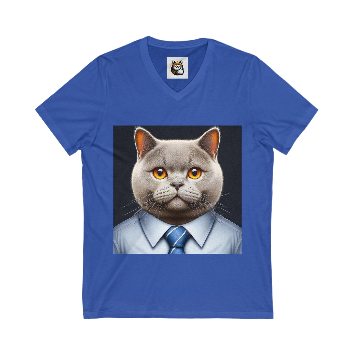 British Shorthair working man Jersey Short Sleeve V-Neck Tee