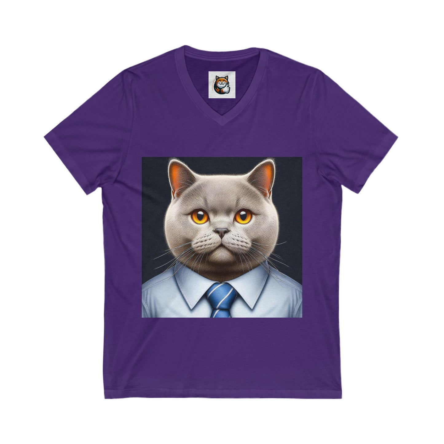 British Shorthair working man Jersey Short Sleeve V-Neck Tee