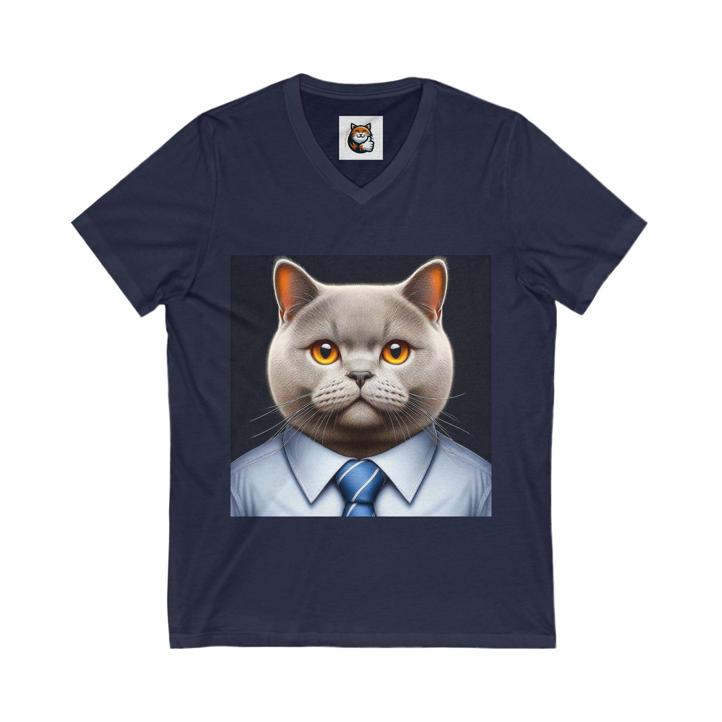 British Shorthair working man Jersey Short Sleeve V-Neck Tee