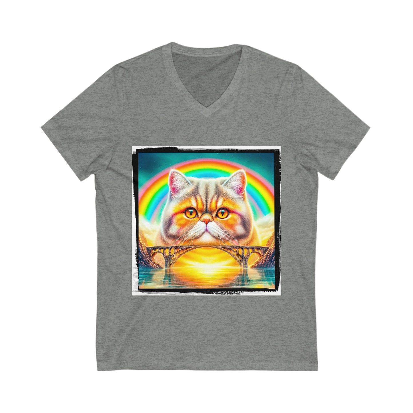 Exotic Shorthair rainbow bridge Short Sleeve V-Neck Tee