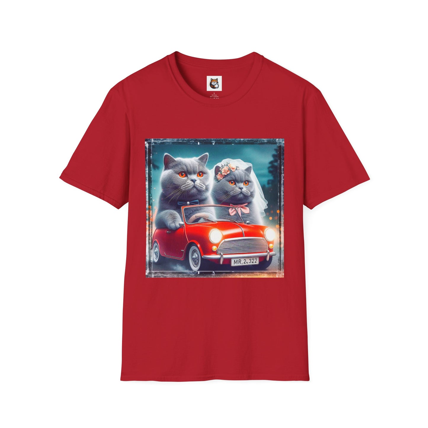 Wacky British Shorthair tiny red car Softstyle T-Shirt