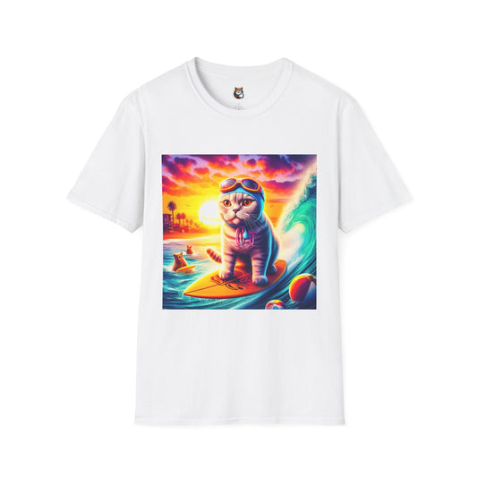Scottish Fold Cat colorful sunset  T-Shirt
