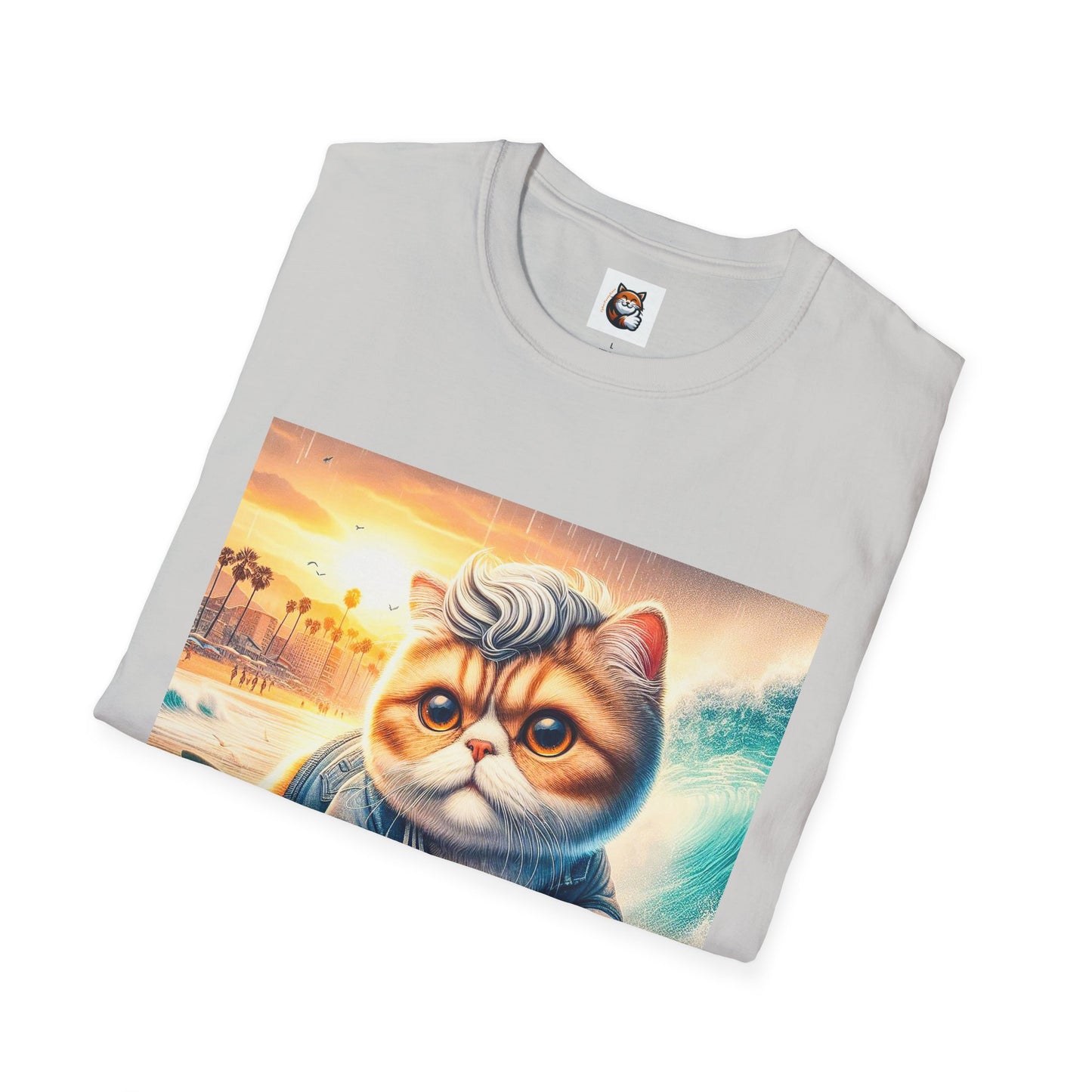 Selkirk Rex Cat T-Shirt -handsome surfer