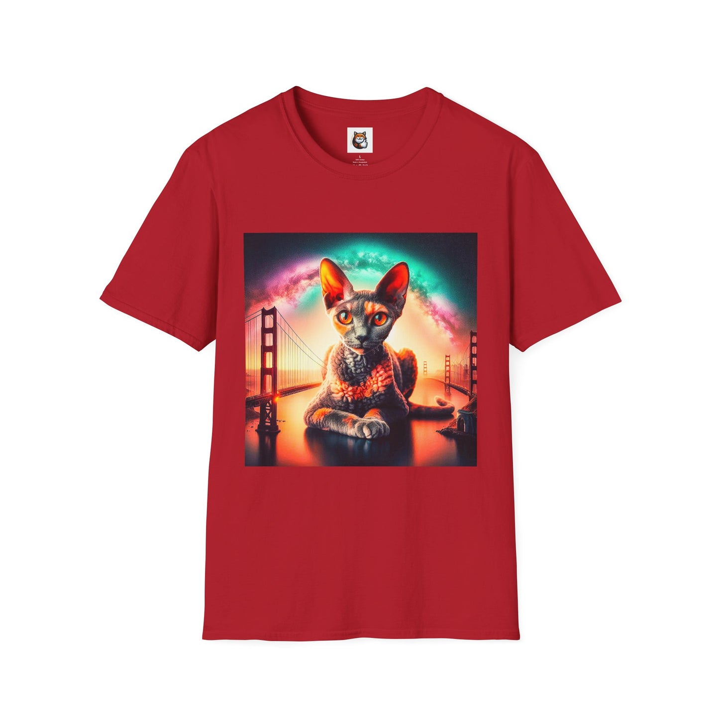 Devon Rex rainbow  Unisex Softstyle T-Shirt