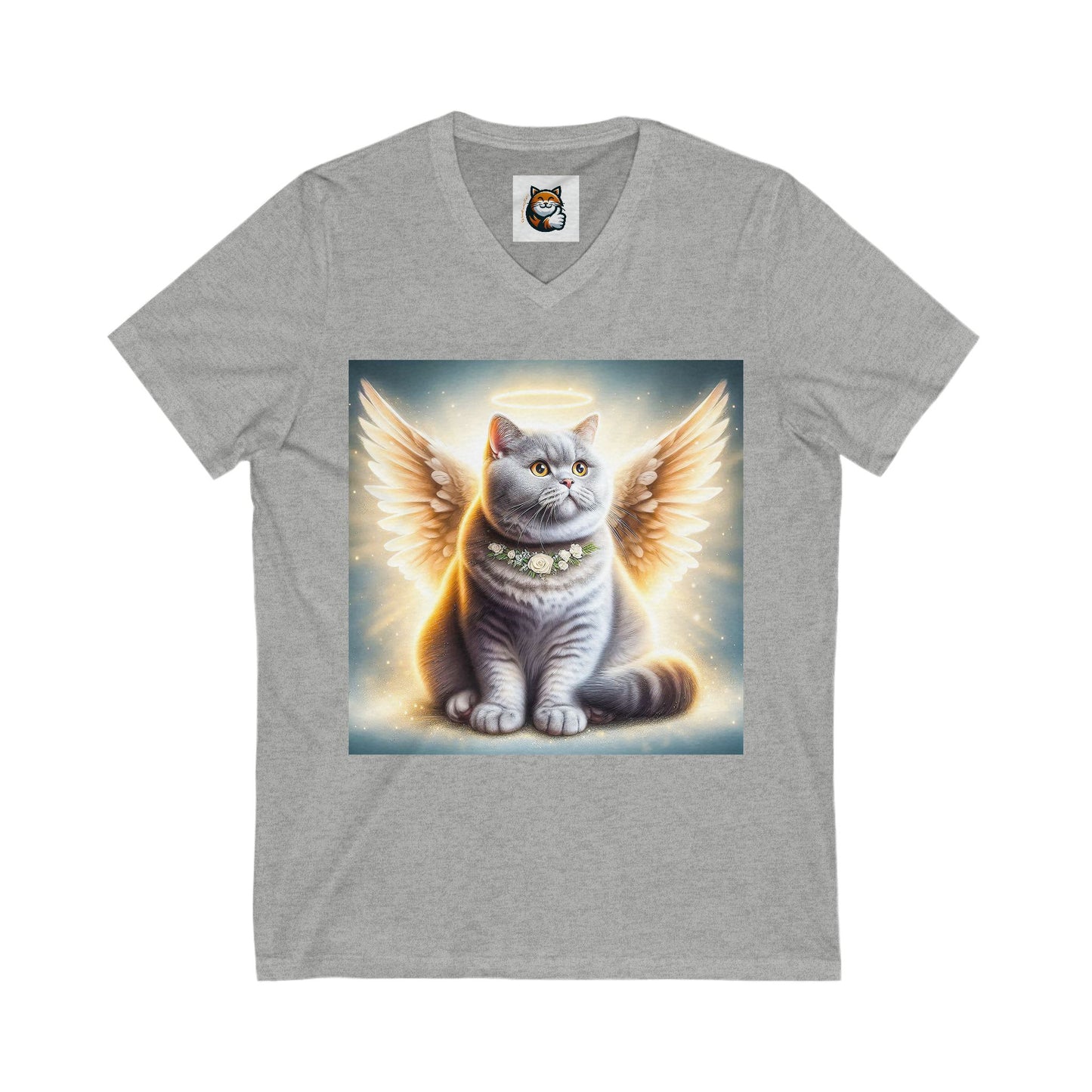 British Shorthair Unisex Jersey Short Sleeve V-Neck Tee