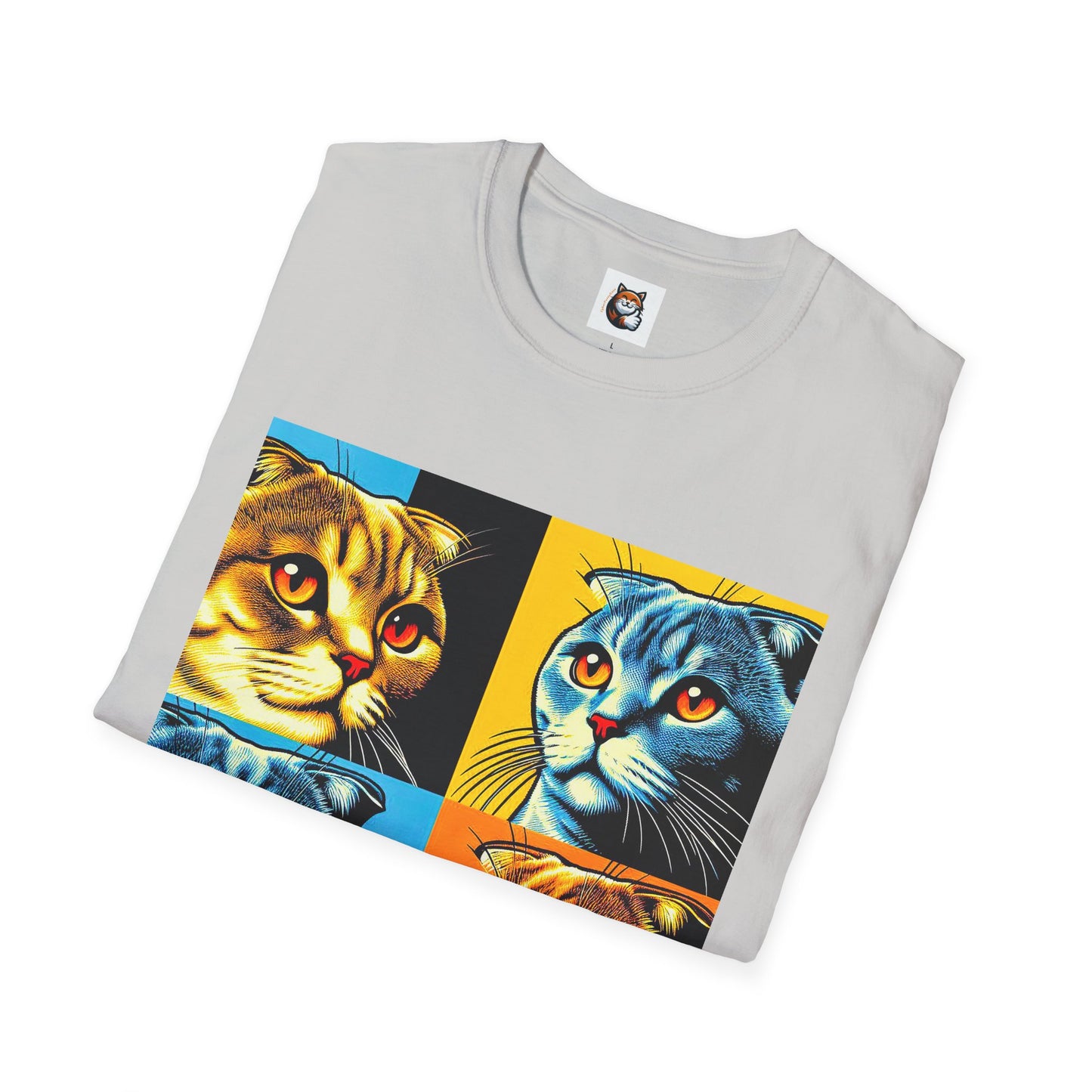 Scottish Fold Cat colorful squares  T-Shirt