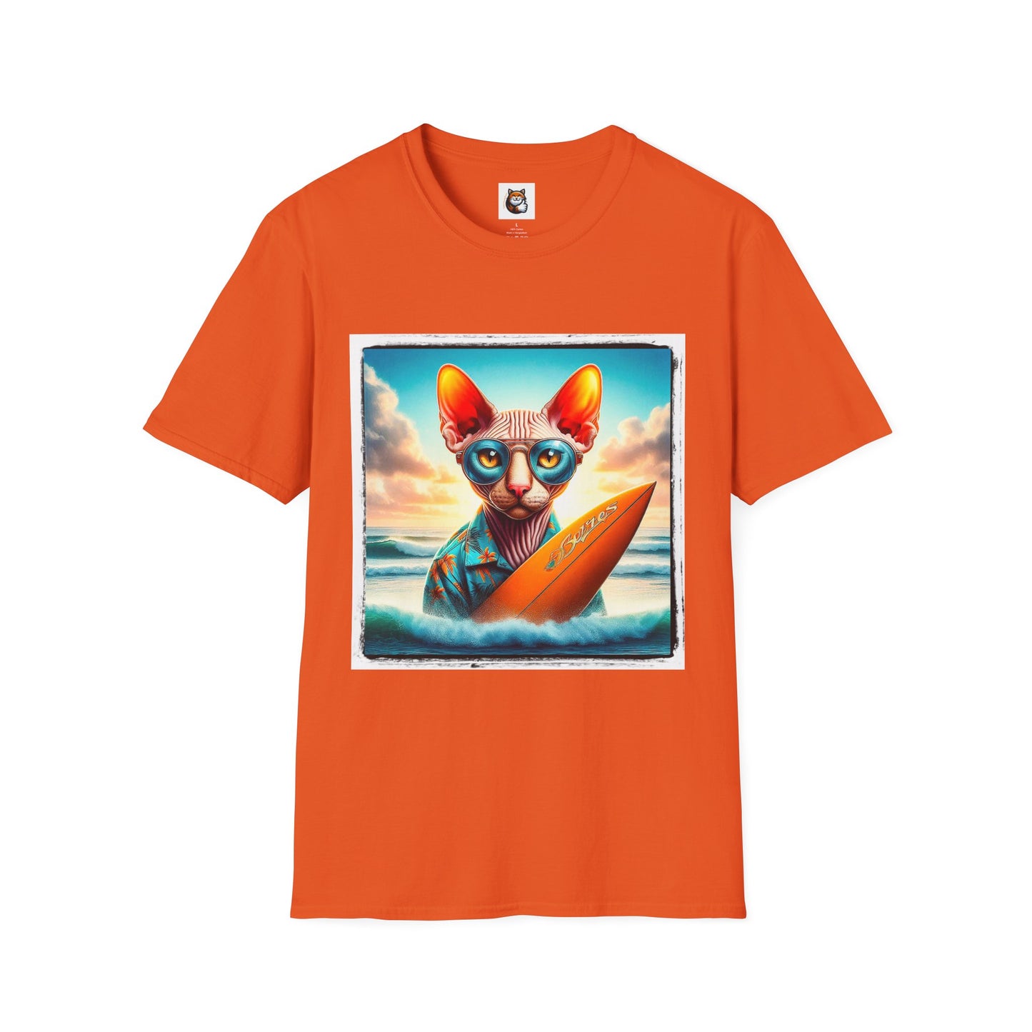 Cornish Rex Cat beach surfer  T-Shirt